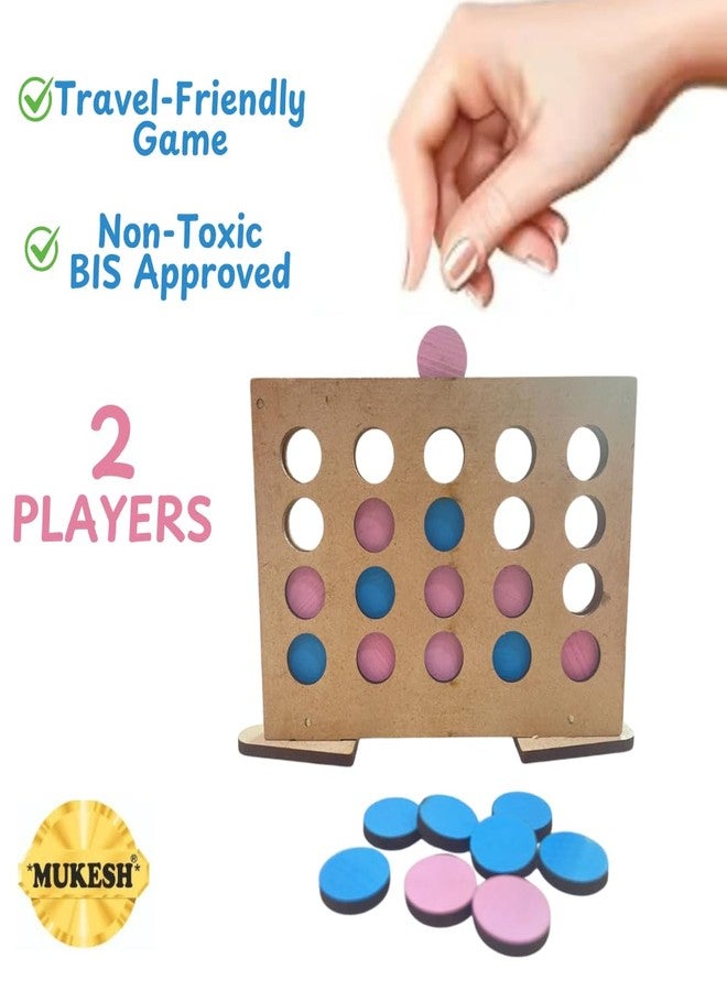 *MUKESH*- Wooden Strike 4, Plot 4, Classic Travel disc Dropping Game, 4 in a Row, Connect Game, Strategy Board Games, Toys for Kids and Adults, 2 Players, Ages 5+ Years, Multicolour (BIS Verified) - Image 5